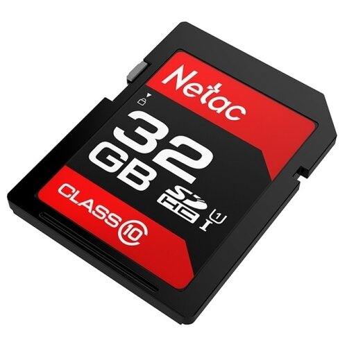 Карта памяти Netac SDHC 32 ГБ Class 10, V10, A1, UHS-I, R 80 МБ/с, 1 шт., черный карта памяти netac sdhc 16gb p600 nt02p600stn 016g r