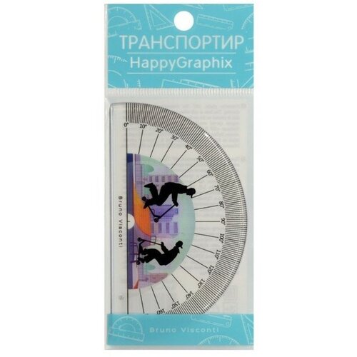 Транспортир 180° HappyGraphix Самокаты, пластиковый