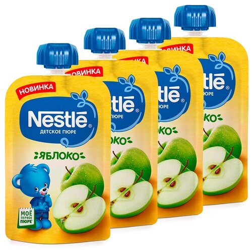 Пюре Nestlé яблоко, с 4 месяцев, 90 г, 4 шт. пюре nestlé яблоко с 4 месяцев 90 г 8 шт