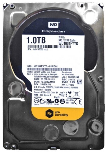 Жесткий диск Western Digital WD1001FYYG 1Tb SAS 3,5" HDD