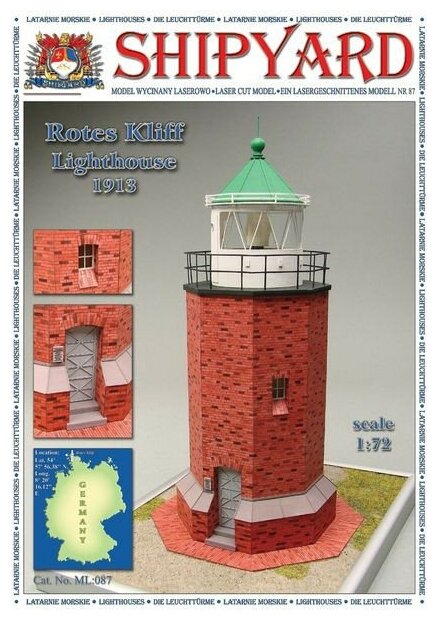 Сборная картонная модель Shipyard маяк Rotes Kliff Lighthouse (№87), 1/72