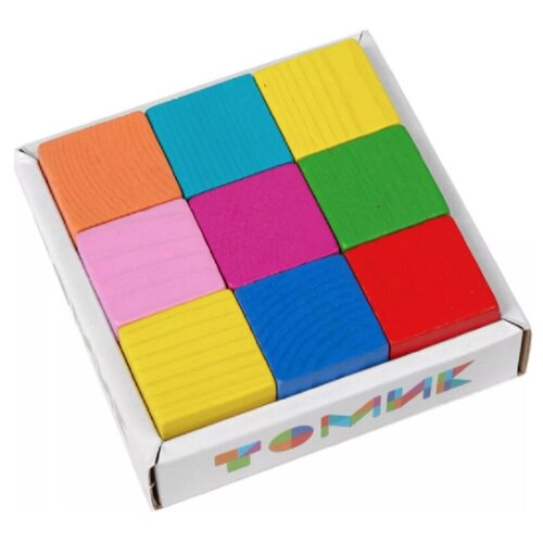 фото Деревянные кубики «мини» 9 шт., 2.7 × 2.7 см, цвета микс, томик