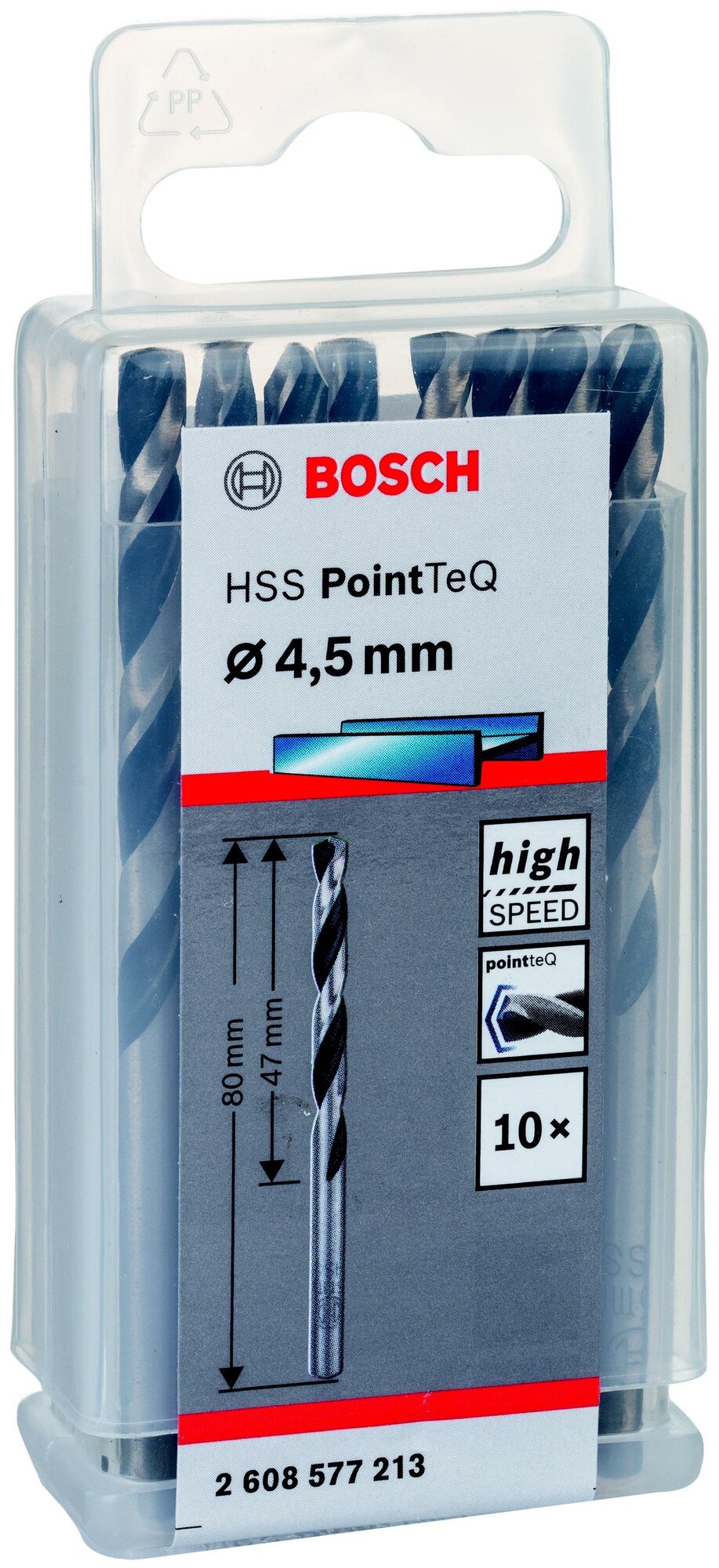 Сверло спиральное Bosch PointTeQ 4.5мм 10шт (213) 2608577213 - фотография № 1