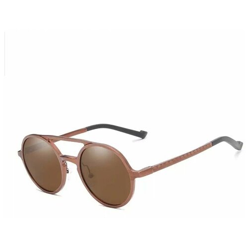 фото Солнцезащитные очки kingseven, круглые, складные, зеркальные, поляризационные, с защитой от уф, коричневый