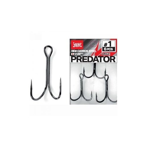 крючки двойники lucky john predator сер ljh121 разм 001 6 шт Крючки-двойники Lucky John PREDATOR сер. LJH121 разм.002/0 4 шт.