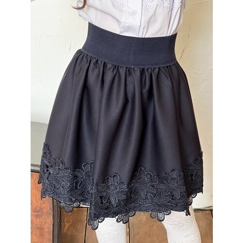 Школьная юбка Бушон, размер 140-146, синий школьная юбка бушон размер 146 152 черный