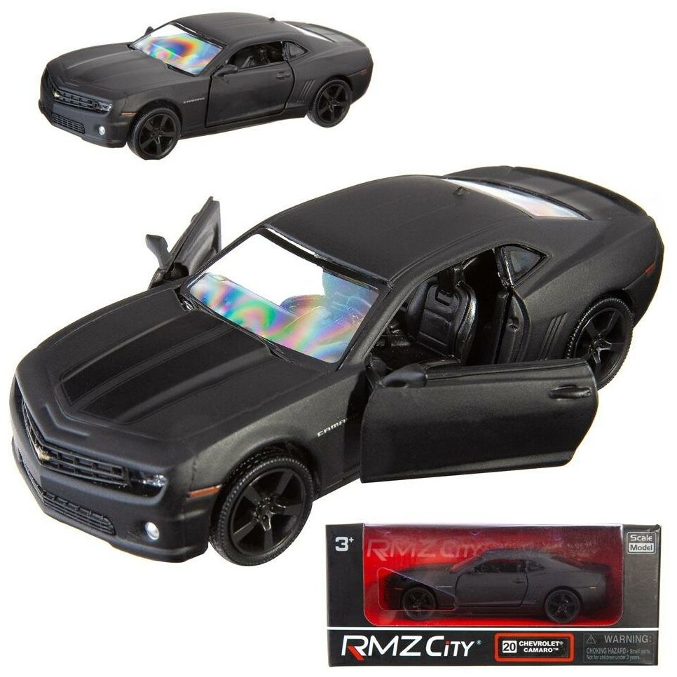 Машинка металлическая Uni-Fortune RMZ City 1:32 Chevrolet Camaro, инерционная, серый матовый цвет, 16.5 x 7.5 x 7 см