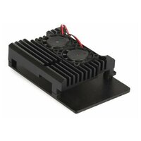 Корпус Qumo RS010 Aluminium Case with double black fans, for Raspberry Pi 4, black