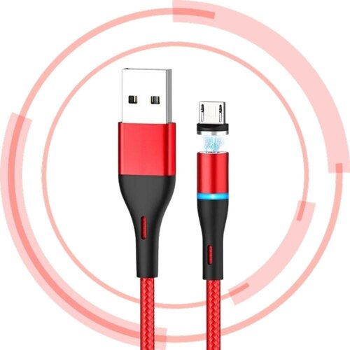 Кабель USB - Micro-USB для Samsung, Honor, Xiaomi, Huawei, Vivo, Nokia, Realme 2.4A BU16 (1.2 м) магнитный Красный / юсб - микро-юсб кабель usb 8 pin микро usb hoco x12 tpe 1 2м 2 4a 2 в 1 магнитный цвет красный