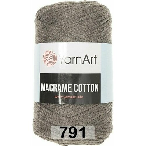 Пряжа YarnArt Macrame Cotton ЯрнАрт Макраме Коттон, шнур для плетения макраме, 791 капучино, 250 г, 225 м, смесовая, 1 шт