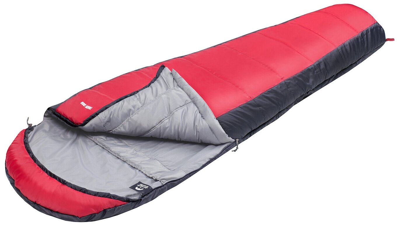Спальный мешок Jungle Camp Track 300, трехсезонный, левая молния, цвет: серый, красный