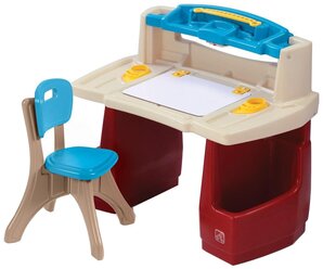 Комплект Step2 столик + стул Deluxe Art Master Desk 90.2x51 см красный/бежевый