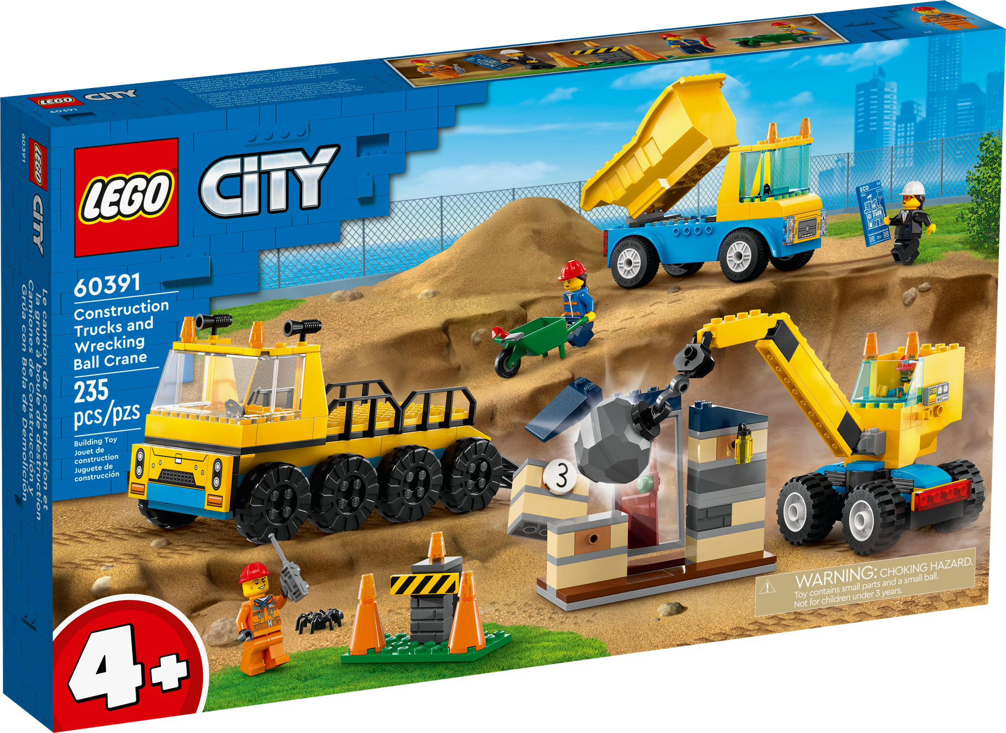 Конструктор LEGO City 60391 Construction Trucks and Wrecking Ball Crane, 235 дет.