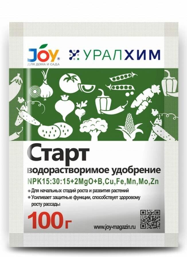 JOY Удобрение сухое 100гр. Старт (д/рассады) д/томатов, огурцов, цветов Уралхим, пакет (арт. 833907)