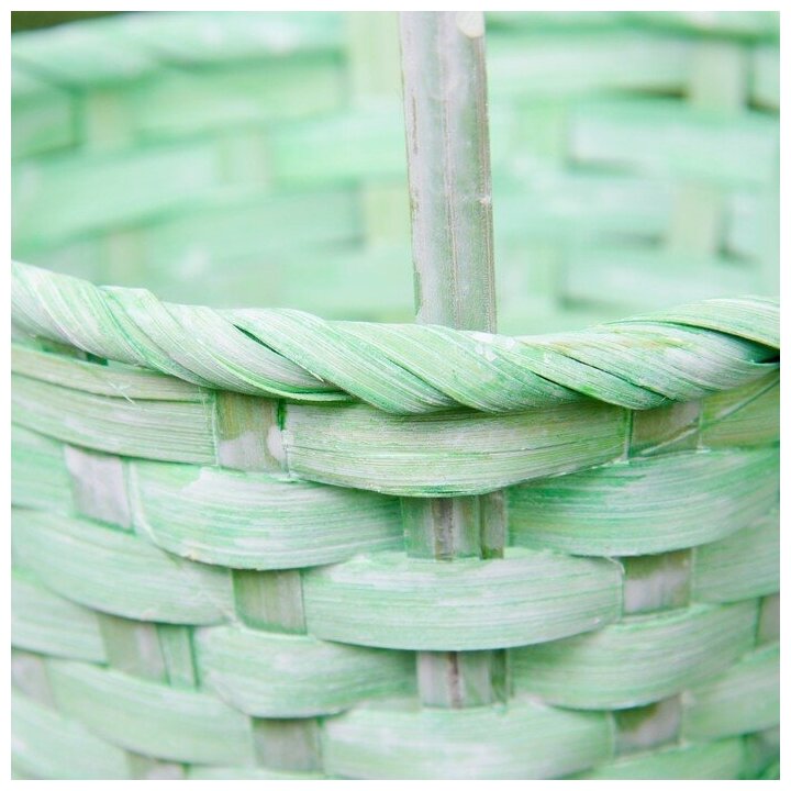 Набор корзин плетёных, бамбук, 3 шт., светло-зелёный цвет - фотография № 3