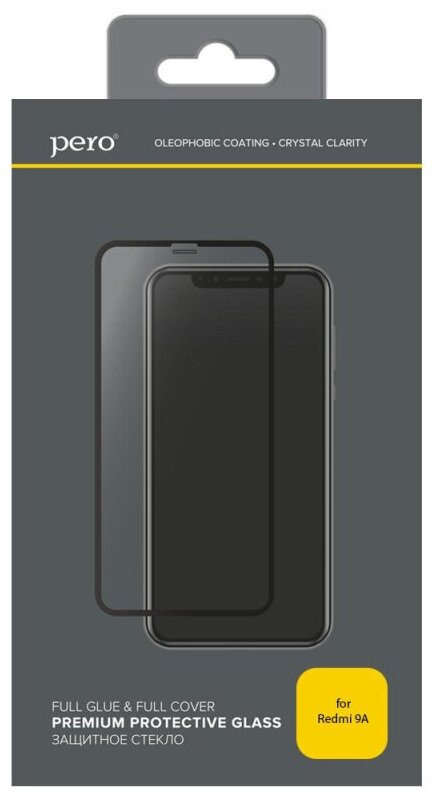 Защитное стекло PERO Full Glue для Xiaomi Redmi 9A черное - фото №4