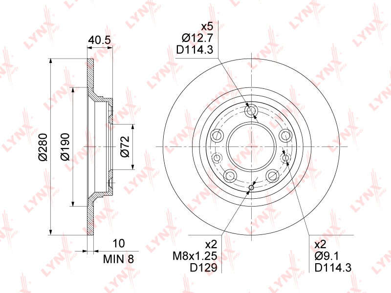 Диск тормозной задний 2 штуки Mazda 6 (GG, GY) 02-08 6 (GH) 08-12 626 V (GF/GW) 97-02 Premacy 01-05 (280x10)