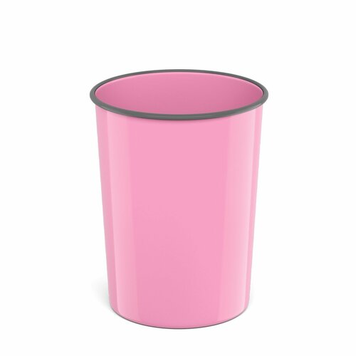 Корзина для бумаг 13.5л Pastel, литая, пластик, розовая