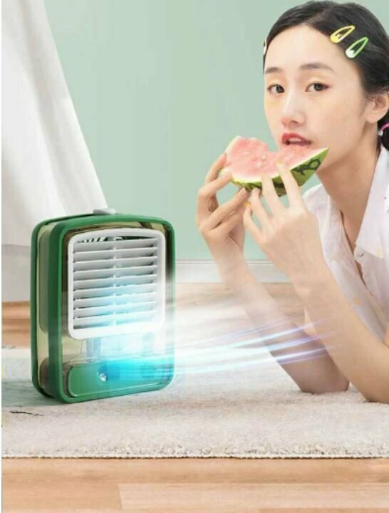 Вентилятор / Вентилятор настольный / Увлажнитель воздуха / Вентилятор с увлажнителем воздуха, цвет зеленый