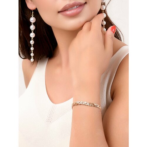 фото Браслет-цепочка bottega moscow, фианит, 1 шт., размер 17 см, размер l, золотой