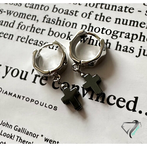 Серьги RYKAMI, гематит, серебряный