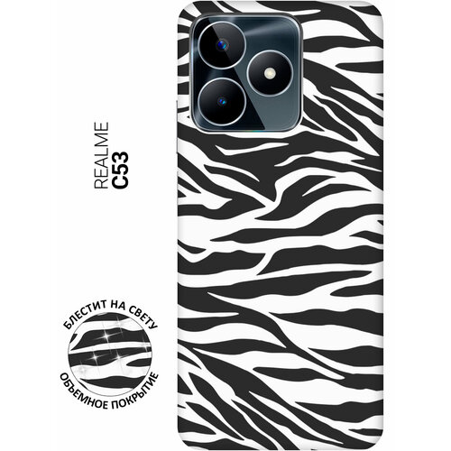 фото Силиконовый чехол на realme c53 / c51 / рилми с53 / с51 с рисунком "паттерн зебры" soft touch черный slvgo