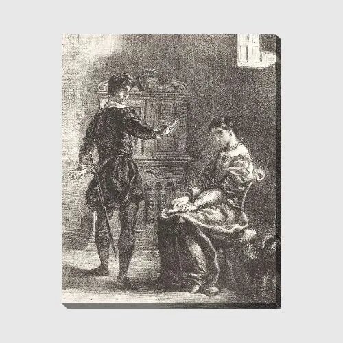 Картина на холсте Гамлет и Офелия (Акт III, сцена I) (1834-1