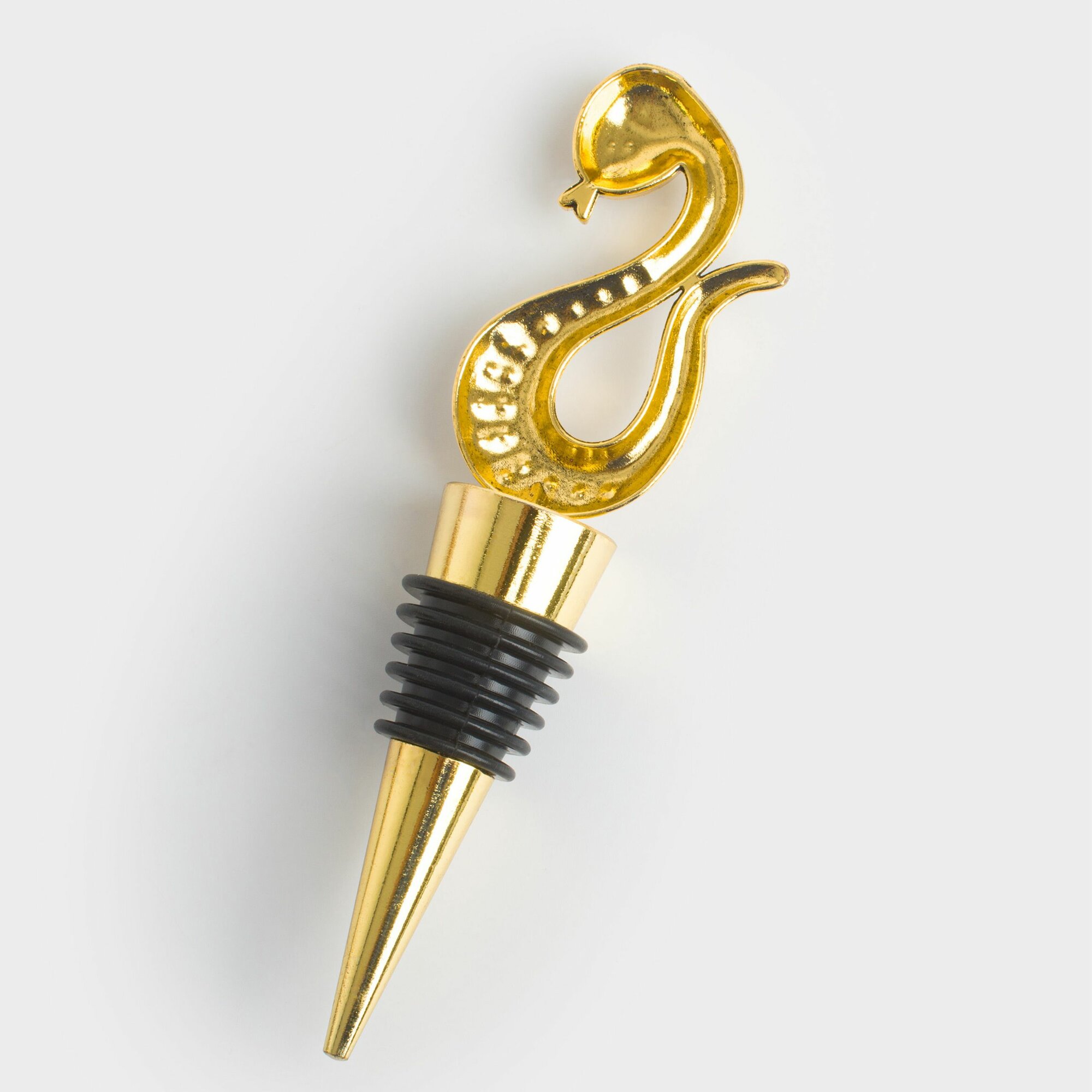 Пробка для винной бутылки, 11 см, металл/силикон, золотистая, Змея, Snake gold — фото 1