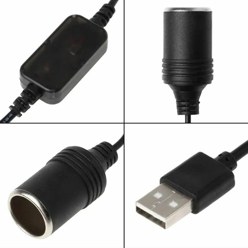 Автомобильный переходник-инвертер USB в гнездо прикуривателя с 5В на 12В, конвертер-адаптер преобразователь с USB на гнездо прикуривателя, адаптер питания, контроллер переходник usb — фото 1