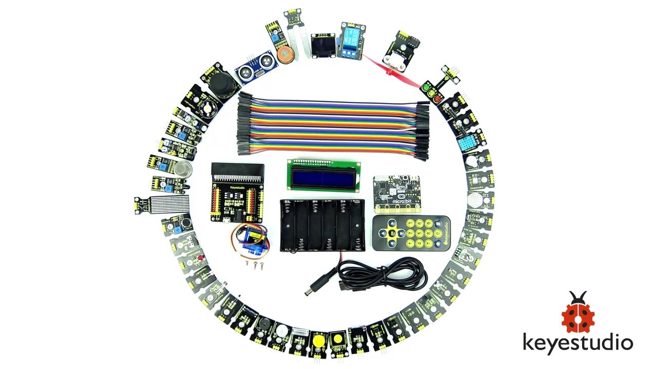 Keyestudio Microbit V2 45 в 1 сенсорный стартовый комплект для BBC Micro: Набор бит Набор для программирования + 45 проектов W/Подарочная коробка — фото 1