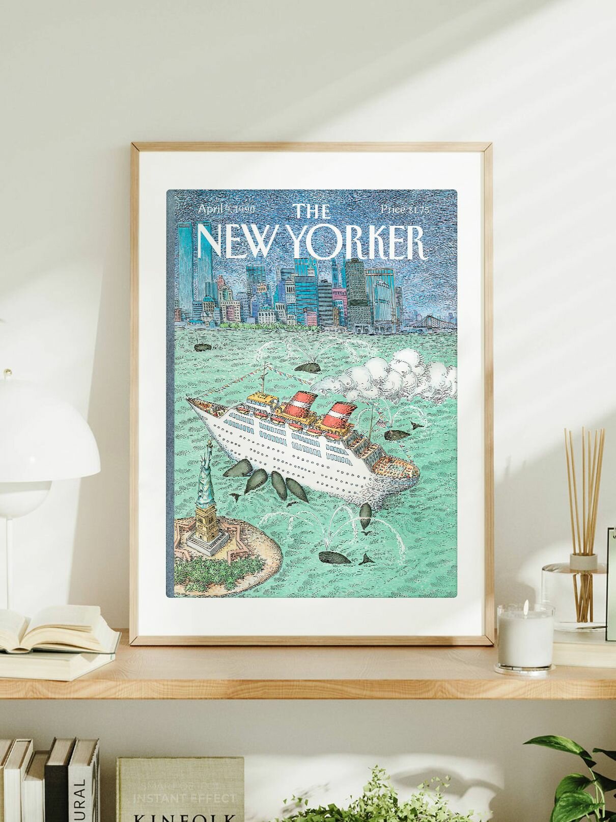 Постер Нью-Йоркер с обложкой "The New Yorker - Статуя свободы Нью-Йорк - 9 апреля 1990 год" Джон Обрайен формата А3 (42 x 30 см) без рамы