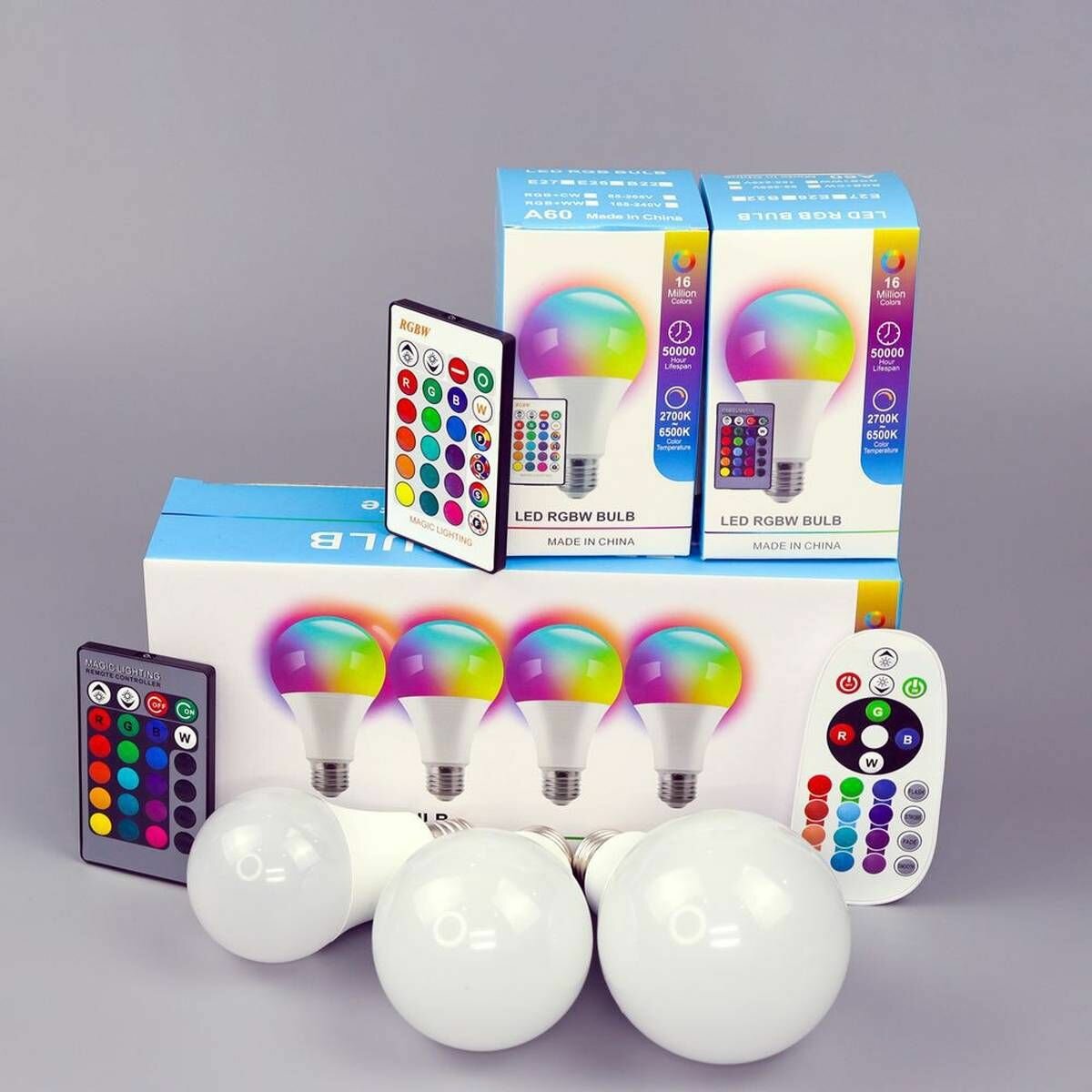 Умная лампочка с пультом Bluetooth LED RGB+W E27 A60 9W 220V — фото 1