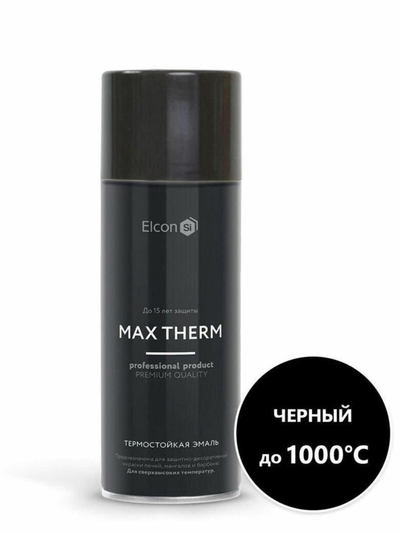 Эмаль термостойкая для мангалов черная ELCON 1000С 520мл