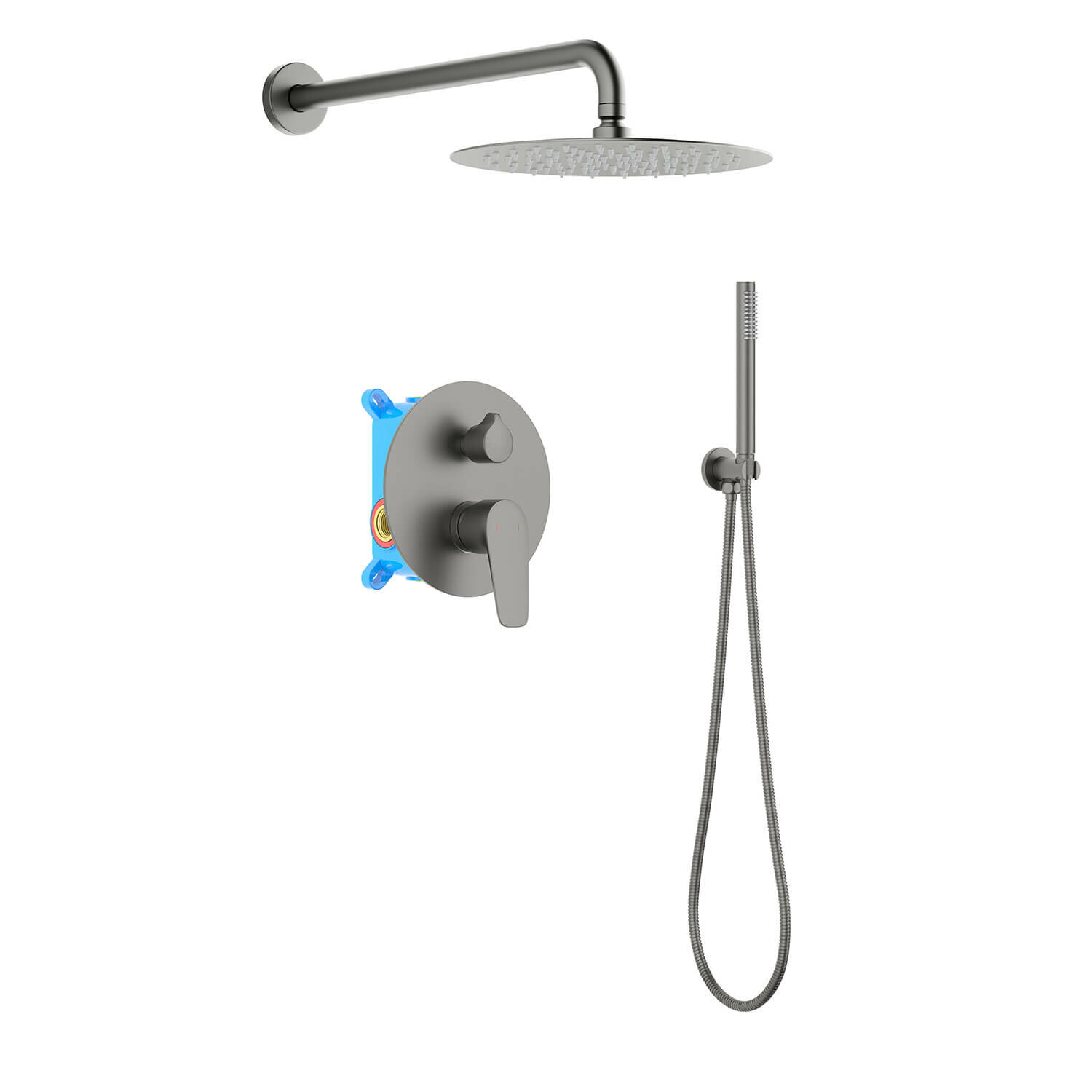 Душевой комплект встроенный Aquatek AQ1172BGM бетта Set 3 в 1, оружейная сталь