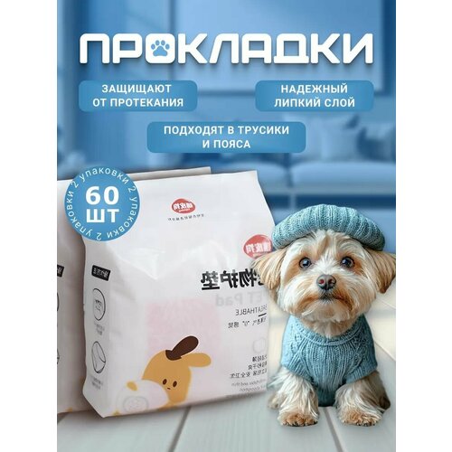 Прокладки для собак гигиенические в трусы во время течки Big Tiny, памперсы или подгузники для собак и кошек, 30 шт