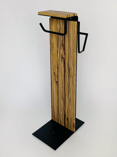 Изображение товара Держатель туалетной бумаги металлический с полочкой без ершика "Molinardi Creativo" МФУ "Дуб Кантри" на черном