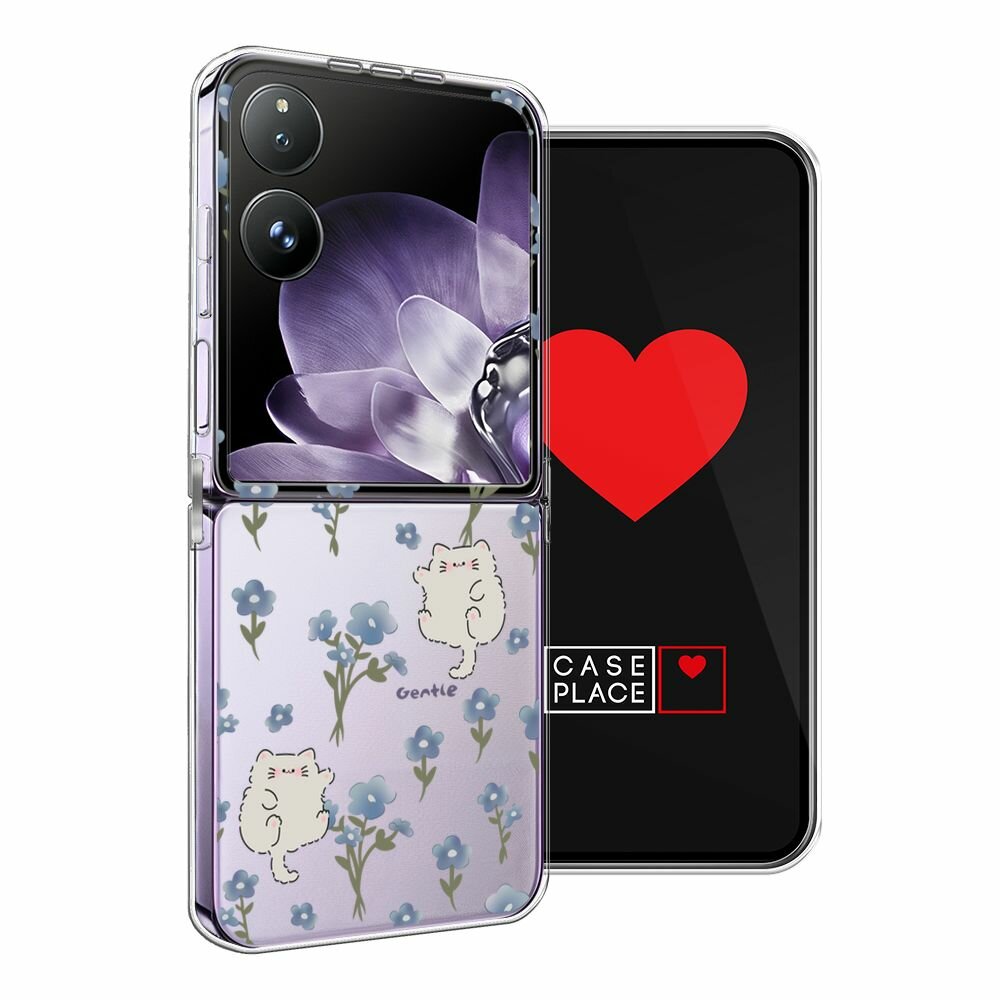 Чехол на Xiaomi Mix Flip / Сяоми Микс Флип с принтом "Gentle cats" — фото 1