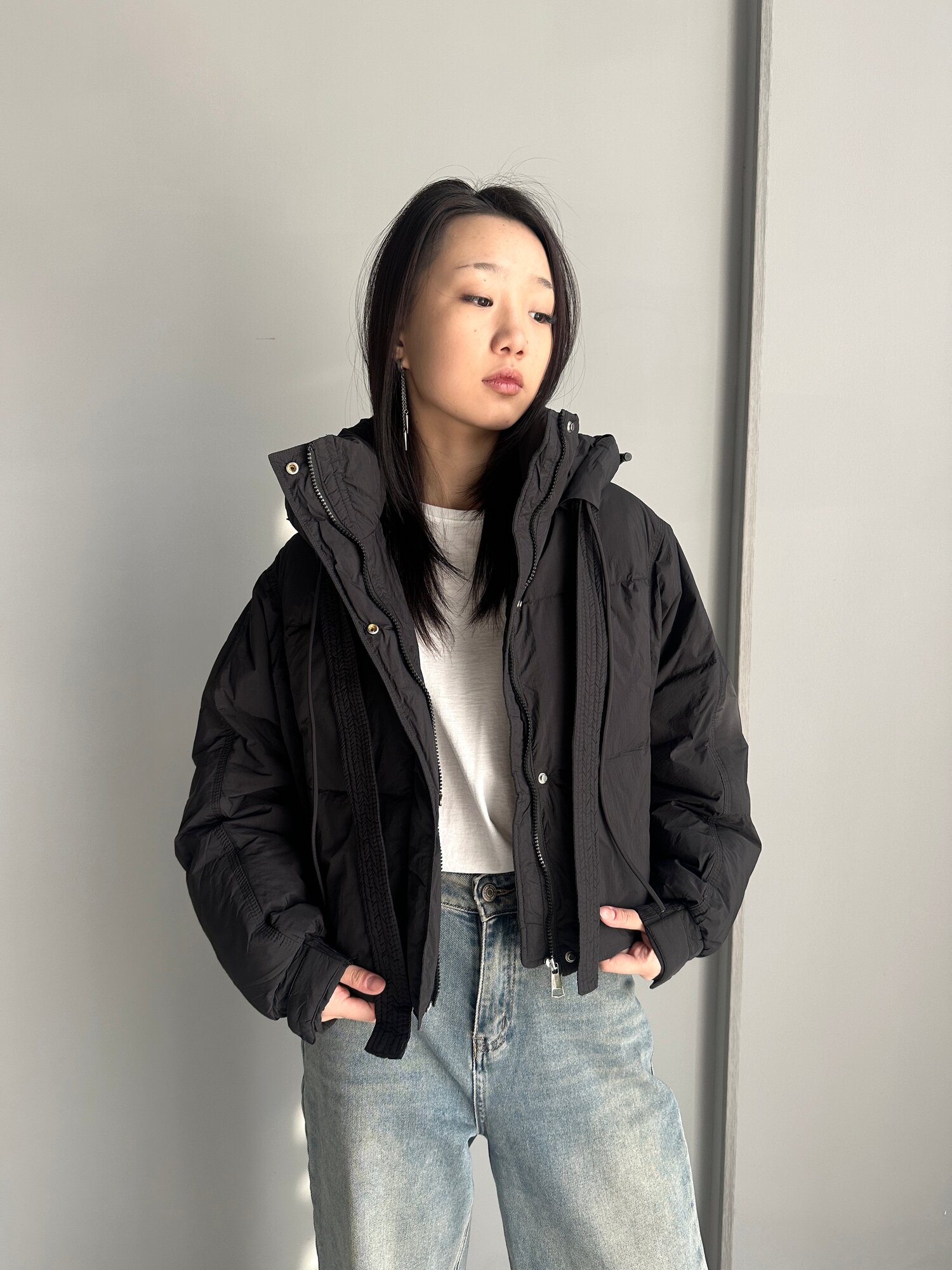 Пуховик Черный, белый