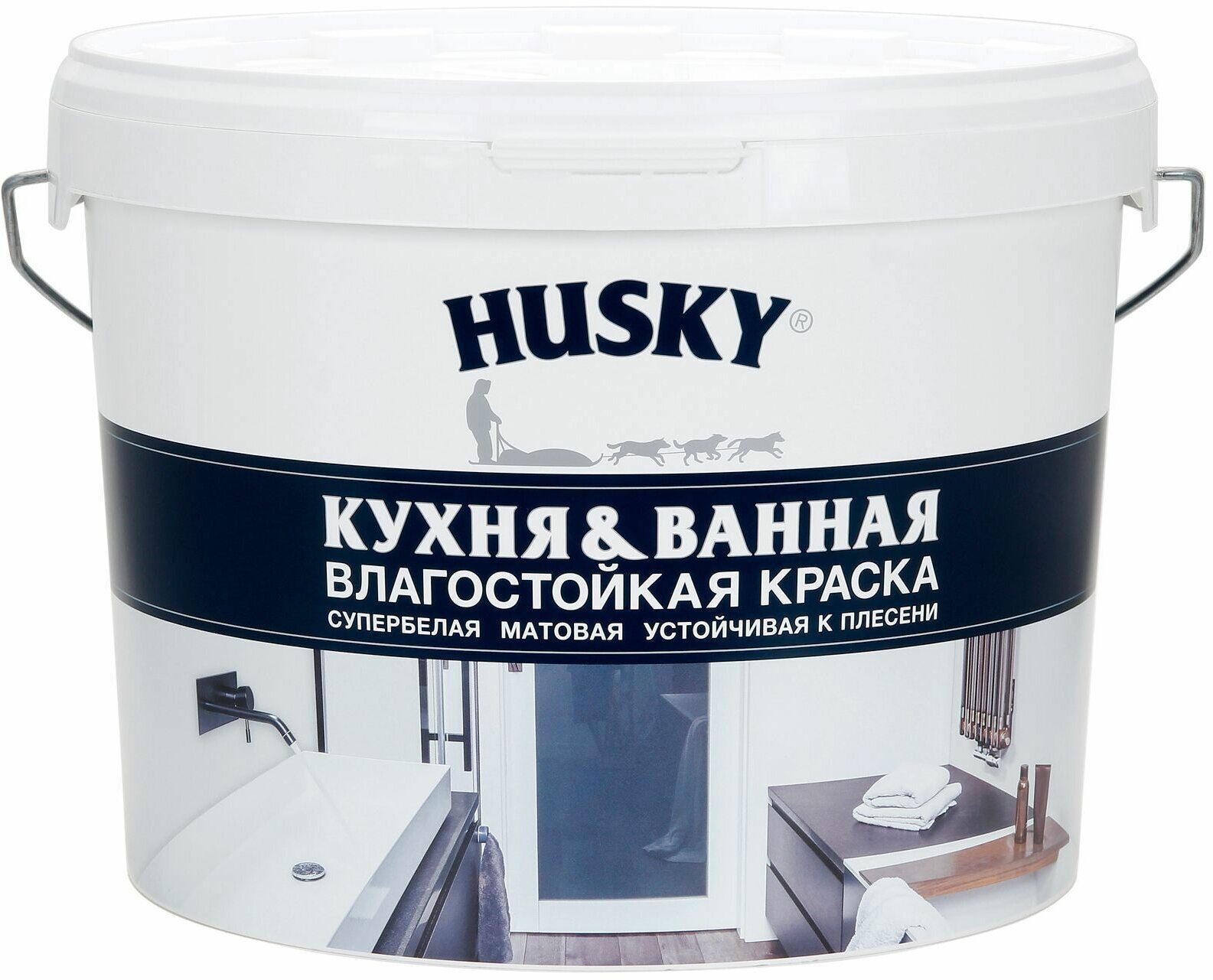 Краска для кухонь и ванных комнат Husky 9 л