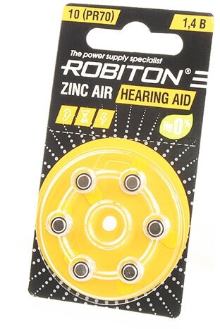Элемент питания ROBITON HEARING AID R-ZA10-BL6 10 PR70 DA230 V10 BL6