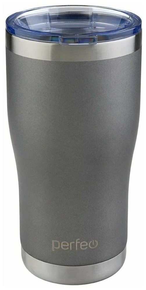 PERFEO, Термокружка для напитков, с прозрачной крышкой, 600 мл, серый - фотография № 1