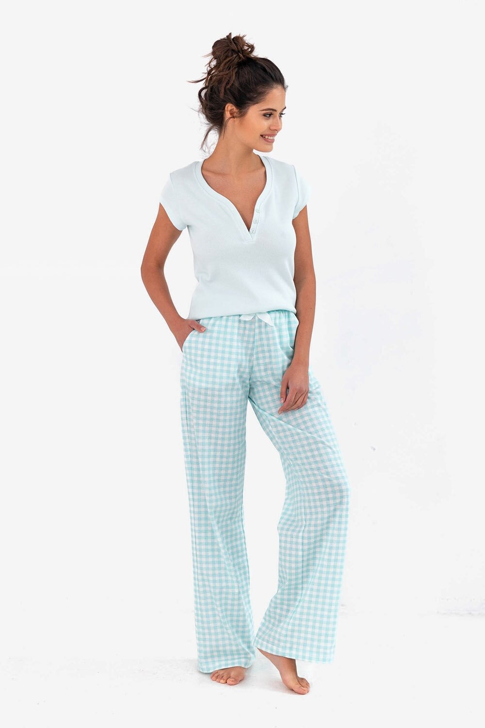 Пижама женская SENSIS Phillipa, футболка и брюки, мята (Размер: XL) - фотография № 6