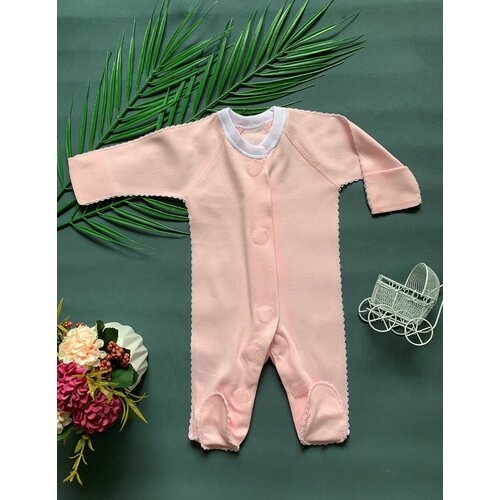 Комбинезон Little bloom, интерлок, хлопок 100%, на липучке, без подкладки, закрытая стопа, размер 50, розовый