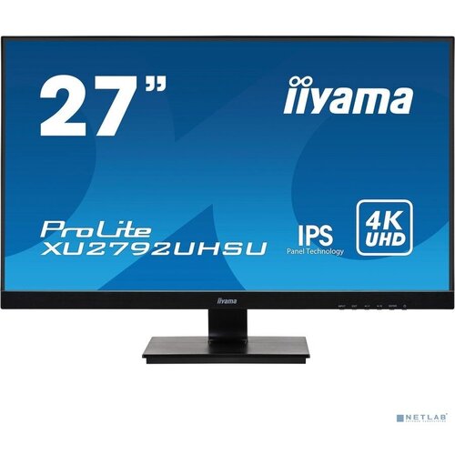 IIYAMA Монитор LCD IIYAMA 27' XU2792UHSU-B1 IPS 3840x2160 300cd 178/178 1000:1 4ms D-Sub DVI HDMI DisplayPort USB-Hub Tilt 2x2W чёрный