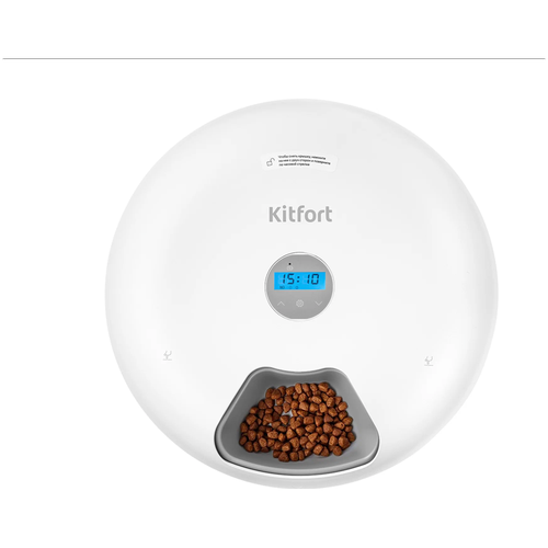 Умная кормушка для животных Kitfort КТ, умная кормушка для кошек и собак, сенсорная панель, 6 секций, белый