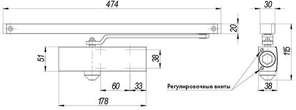Доводчик Armadillo (Армадилло) дверной со скользящей тягой DCSLIDER85 (DCS-85) BR (коричневый) - фотография № 6