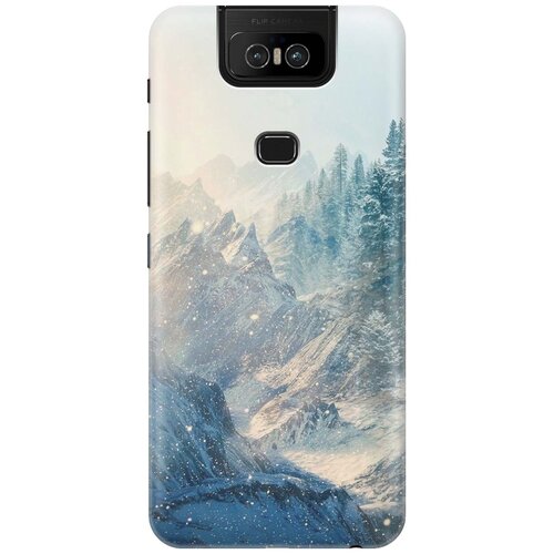 фото Cиликоновый чехол на asus zenfone 6 zs630kl / асус зенфон 6 с принтом "снежные горы и лес" gosso