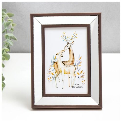 фото Фоторамка пластик 10х15 см "зеркало с тёмно серебряной обводкой" 20х15,4 см 5243961 сима-ленд