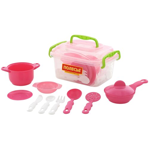 набор детской посуды простоквашино 26 элементов в коробке Набор посуды Полесье 35 элементов в контейнере 56641 розовый