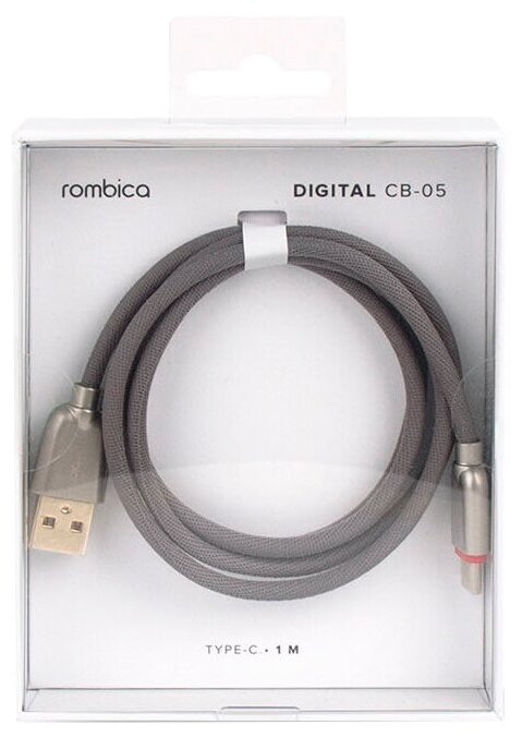 Кабель Rombica Digital CB-05, USB Type-C (m), USB A(m), 1м, серый [cb-cb05] Noname - фото №3